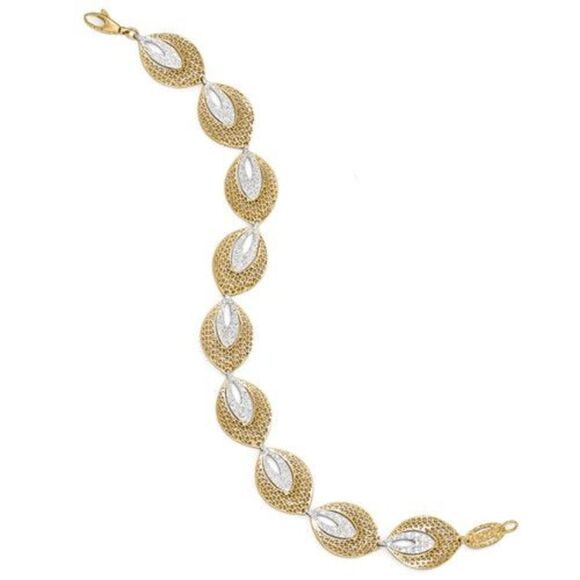 Italian 14k Two Tone Fancy Gold Bracelet - Picture 1 of 16